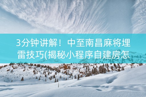 3分钟讲解！中至南昌麻将埋雷技巧(揭秘小程序自建房怎么赢)
