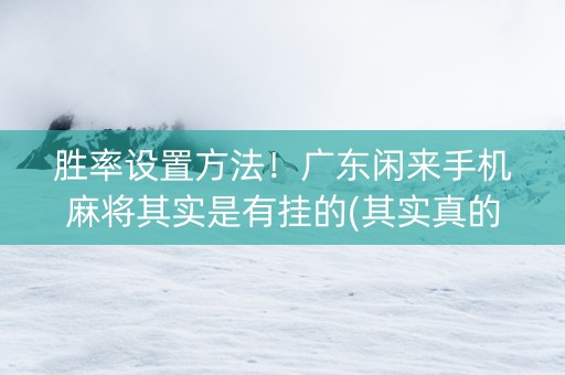 胜率设置方法！广东闲来手机麻将其实是有挂的(其实真的有挂)