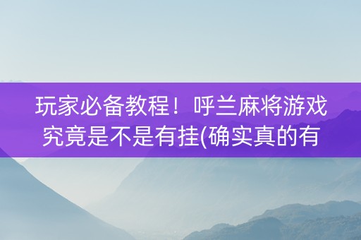 玩家必备教程！呼兰麻将游戏究竟是不是有挂(确实真的有挂)