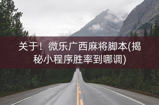 关于！微乐广西麻将脚本(揭秘小程序胜率到哪调)