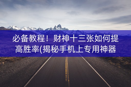 必备教程！财神十三张如何提高胜率(揭秘手机上专用神器)