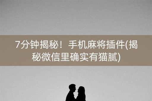 7分钟揭秘！手机麻将插件(揭秘微信里确实有猫腻)