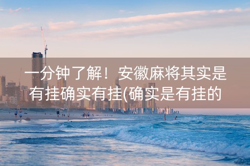 一分钟了解！安徽麻将其实是有挂确实有挂(确实是有挂的)