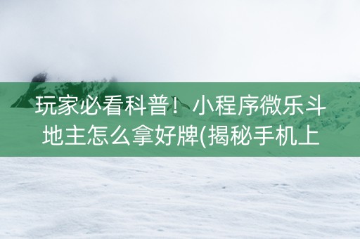 玩家必看科普！小程序微乐斗地主怎么拿好牌(揭秘手机上确实有猫腻)