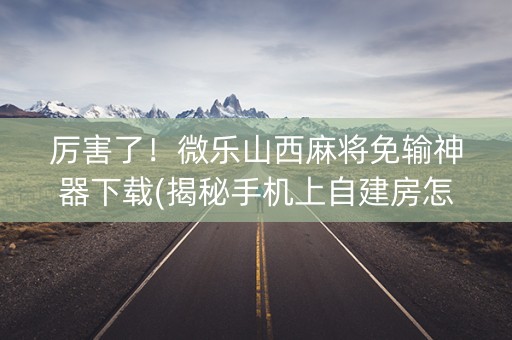 厉害了！微乐山西麻将免输神器下载(揭秘手机上自建房怎么赢)