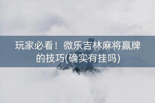 玩家必看！微乐吉林麻将赢牌的技巧(确实有挂吗)