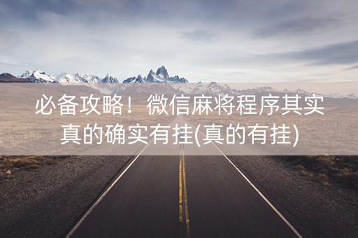 必备攻略！微信麻将程序其实真的确实有挂(真的有挂)