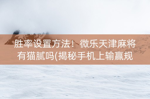 胜率设置方法！微乐天津麻将有猫腻吗(揭秘手机上输赢规律)