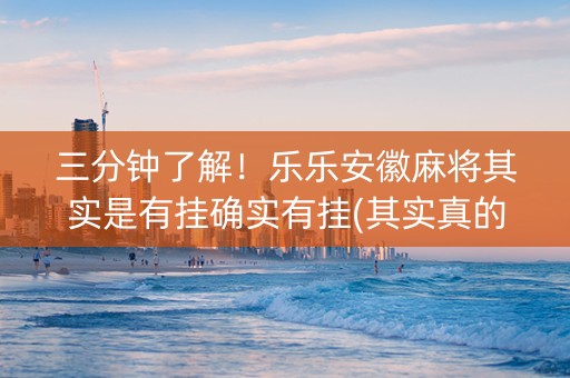 三分钟了解！乐乐安徽麻将其实是有挂确实有挂(其实真的有挂)