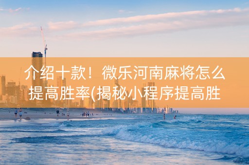 介绍十款！微乐河南麻将怎么提高胜率(揭秘小程序提高胜率)