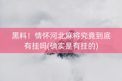 黑料！情怀河北麻将究竟到底有挂吗(确实是有挂的)