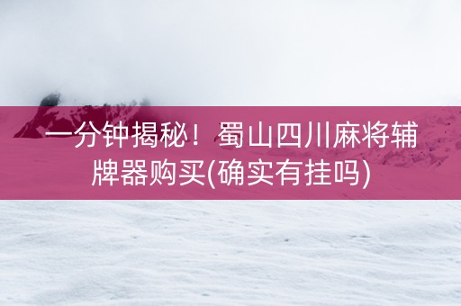 一分钟揭秘！蜀山四川麻将辅牌器购买(确实有挂吗)