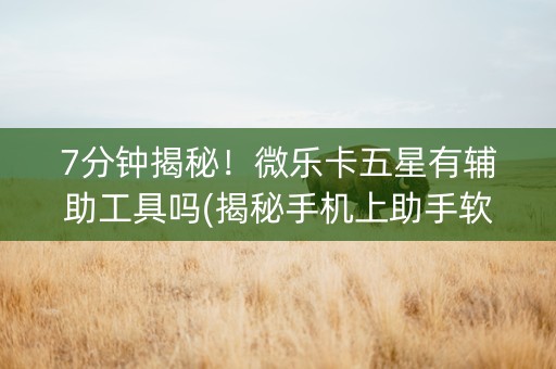 7分钟揭秘！微乐卡五星有辅助工具吗(揭秘手机上助手软件)