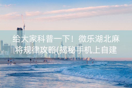 给大家科普一下！微乐湖北麻将规律攻略(揭秘手机上自建房怎么赢)