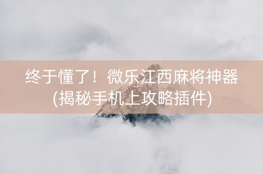 终于懂了！微乐江西麻将神器(揭秘手机上攻略插件)