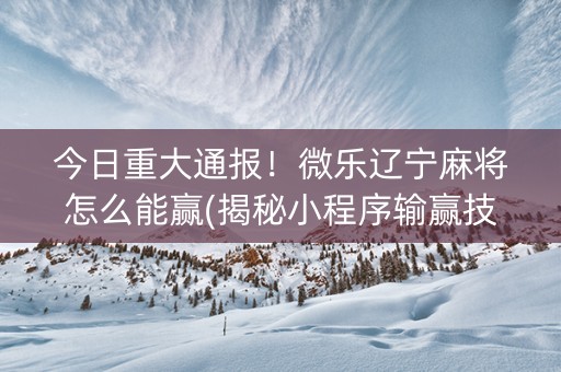 今日重大通报！微乐辽宁麻将怎么能赢(揭秘小程序输赢技巧)