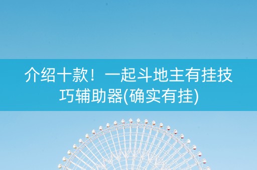 介绍十款！一起斗地主有挂技巧辅助器(确实有挂)