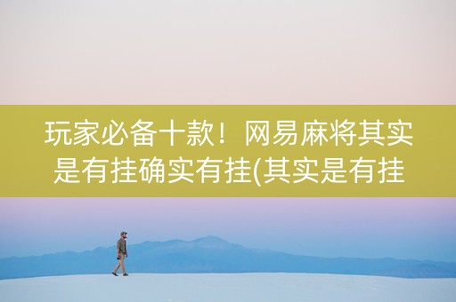 玩家必备十款！网易麻将其实是有挂确实有挂(其实是有挂确实有挂)