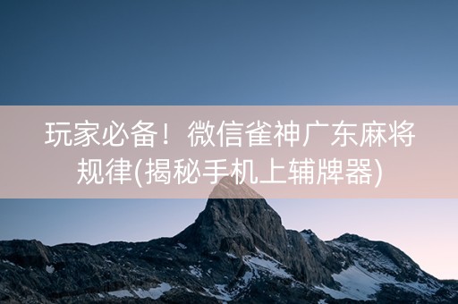 玩家必备！微信雀神广东麻将规律(揭秘手机上辅牌器)