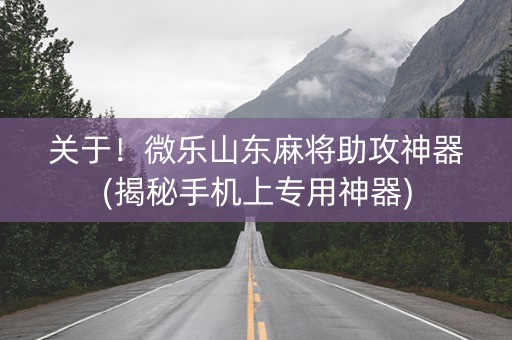 关于！微乐山东麻将助攻神器(揭秘手机上专用神器)