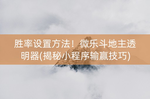 胜率设置方法！微乐斗地主透明器(揭秘小程序输赢技巧)
