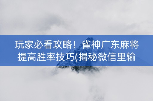玩家必看攻略！雀神广东麻将提高胜率技巧(揭秘微信里输赢技巧)