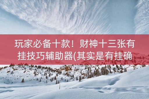 玩家必备十款！财神十三张有挂技巧辅助器(其实是有挂确实有挂)