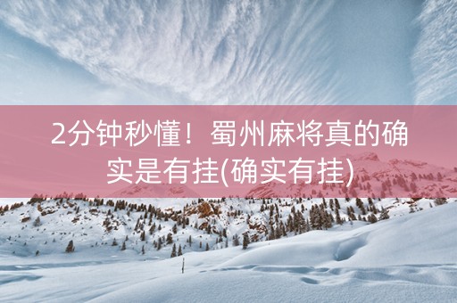 2分钟秒懂！蜀州麻将真的确实是有挂(确实有挂)