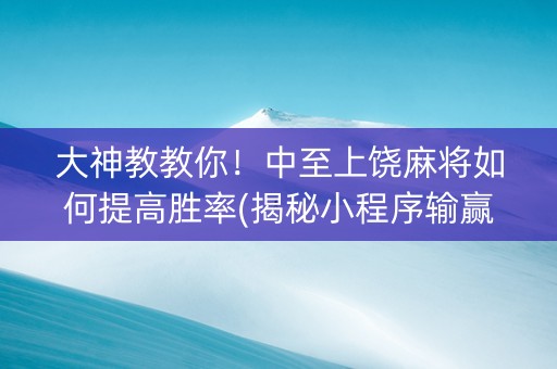 大神教教你！中至上饶麻将如何提高胜率(揭秘小程序输赢规律)