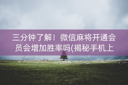 三分钟了解！微信麻将开通会员会增加胜率吗(揭秘手机上提高赢的概率)