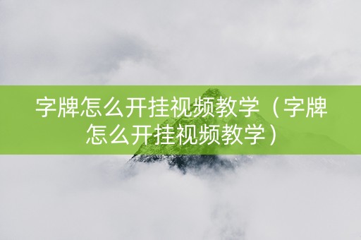 字牌怎么开挂视频教学（字牌怎么开挂视频教学）