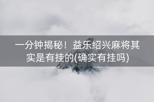一分钟揭秘！益乐绍兴麻将其实是有挂的(确实有挂吗)