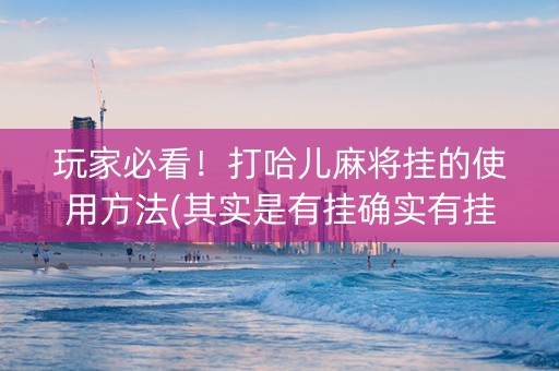 玩家必看！打哈儿麻将挂的使用方法(其实是有挂确实有挂)