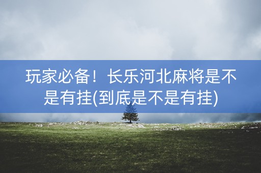 玩家必备！长乐河北麻将是不是有挂(到底是不是有挂)