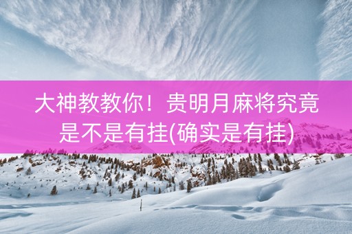 大神教教你！贵明月麻将究竟是不是有挂(确实是有挂)