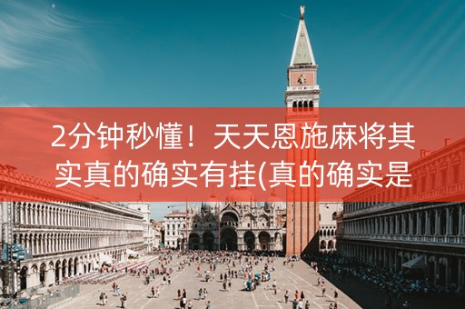 2分钟秒懂！天天恩施麻将其实真的确实有挂(真的确实是有挂)