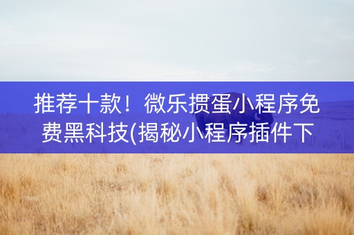 推荐十款！微乐掼蛋小程序免费黑科技(揭秘小程序插件下载)