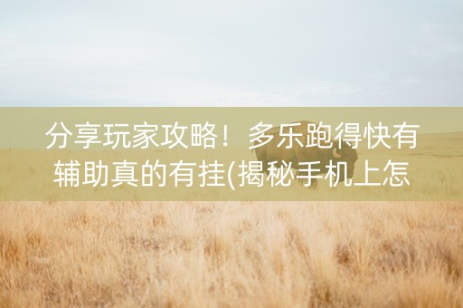 分享玩家攻略！多乐跑得快有辅助真的有挂(揭秘手机上怎么容易赢)