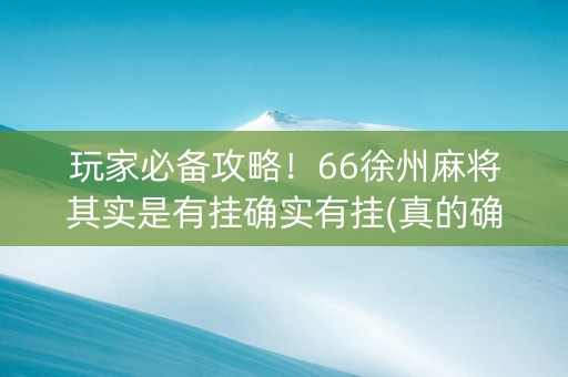玩家必备攻略！66徐州麻将其实是有挂确实有挂(真的确实是有挂)