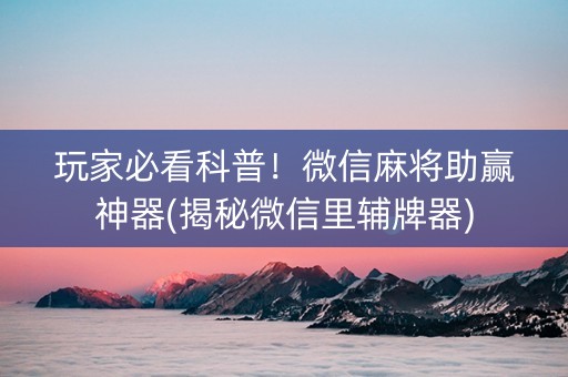 玩家必看科普！微信麻将助赢神器(揭秘微信里辅牌器)