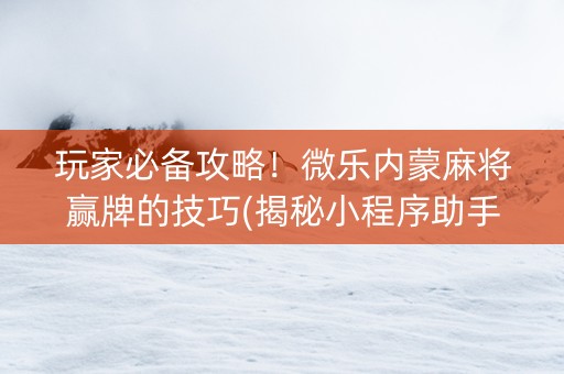 玩家必备攻略！微乐内蒙麻将赢牌的技巧(揭秘小程序助手软件)