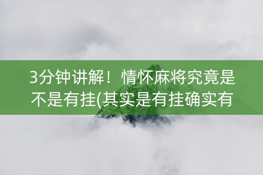 3分钟讲解！情怀麻将究竟是不是有挂(其实是有挂确实有挂)