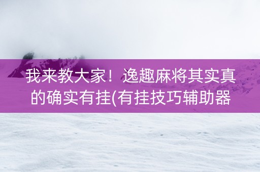 我来教大家！逸趣麻将其实真的确实有挂(有挂技巧辅助器)