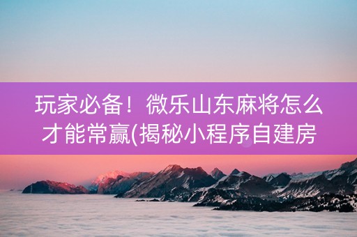 玩家必备！微乐山东麻将怎么才能常赢(揭秘小程序自建房怎么赢)