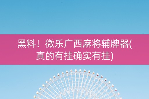 黑料！微乐广西麻将辅牌器(真的有挂确实有挂)