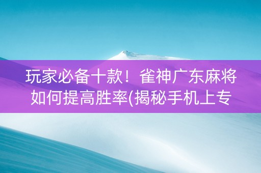 玩家必备十款！雀神广东麻将如何提高胜率(揭秘手机上专用神器下载)