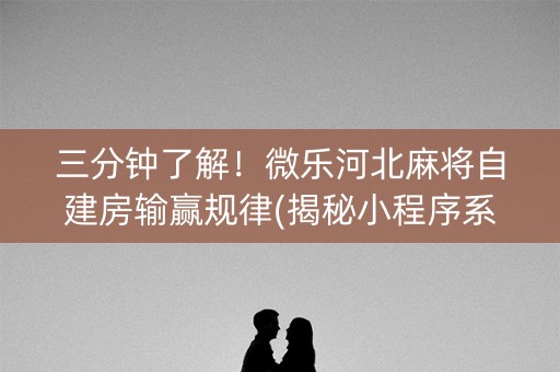 三分钟了解！微乐河北麻将自建房输赢规律(揭秘小程序系统发好牌)