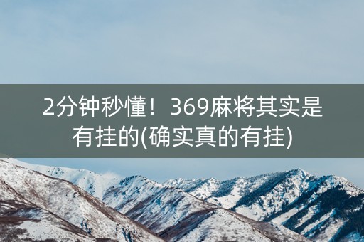 2分钟秒懂！369麻将其实是有挂的(确实真的有挂)
