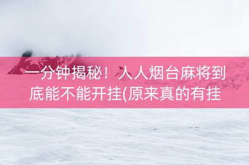 一分钟揭秘！人人烟台麻将到底能不能开挂(原来真的有挂)