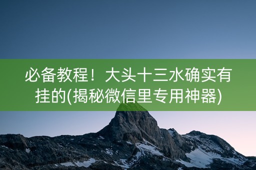 必备教程！大头十三水确实有挂的(揭秘微信里专用神器)